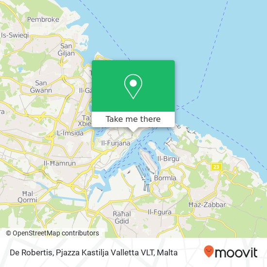 De Robertis, Pjazza Kastilja Valletta VLT map