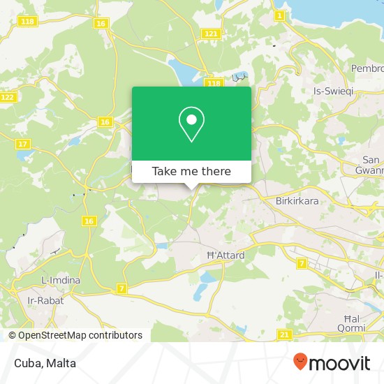 Cuba, Triq il-Bufula l-Ħamra Mosta MST map