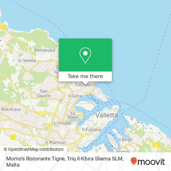 Momo's Ristorante Tigne, Triq il-Kbira Sliema SLM map