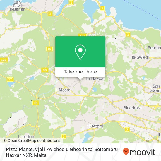 Pizza Planet, Vjal il-Wieħed u Għoxrin ta' Settembru Naxxar NXR map