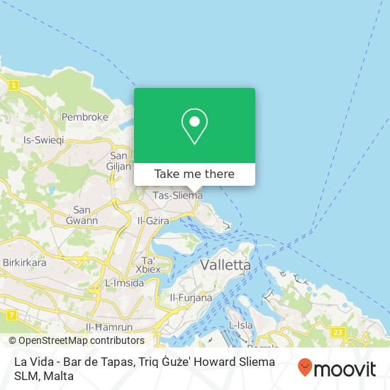 La Vida - Bar de Tapas, Triq Ġuże' Howard Sliema SLM map
