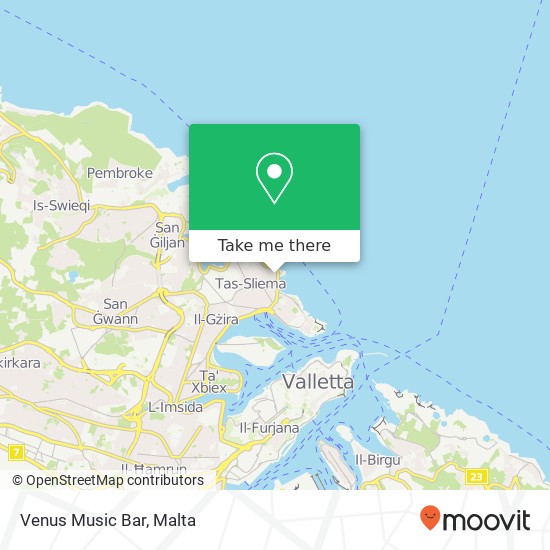 Venus Music Bar, Triq Milner Sliema SLM map