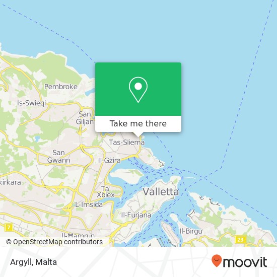 Argyll, Triq Milner Sliema SLM map