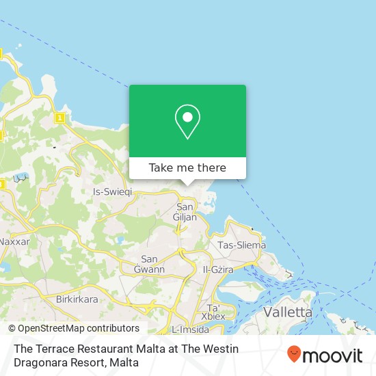 The Terrace Restaurant Malta at The Westin Dragonara Resort, San Ġiljan STJ map