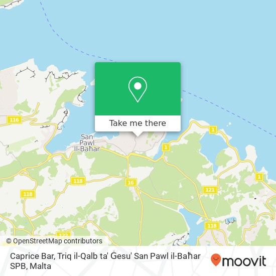 Caprice Bar, Triq il-Qalb ta' Ġesu' San Pawl il-Baħar SPB map