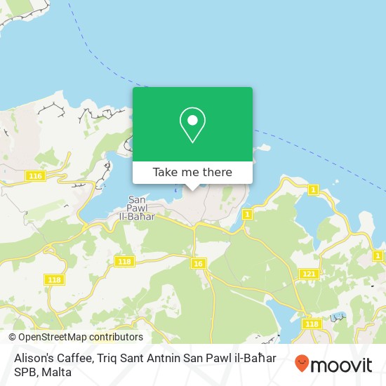 Alison's Caffee, Triq Sant Antnin San Pawl il-Baħar SPB map