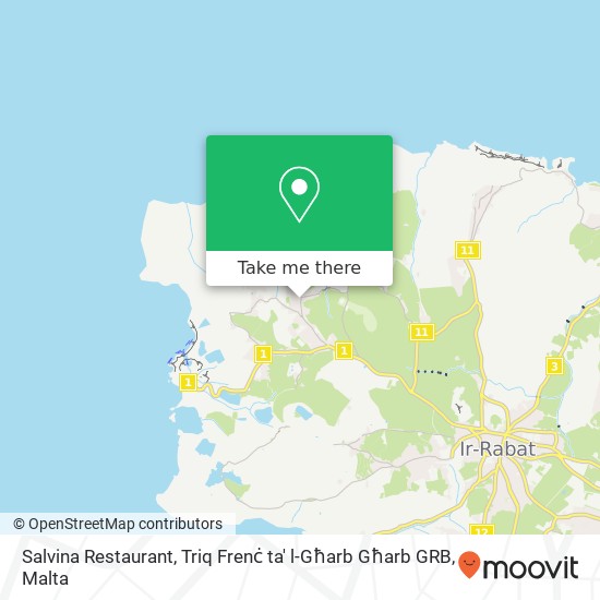 Salvina Restaurant, Triq Frenċ ta' l-Għarb Għarb GRB map