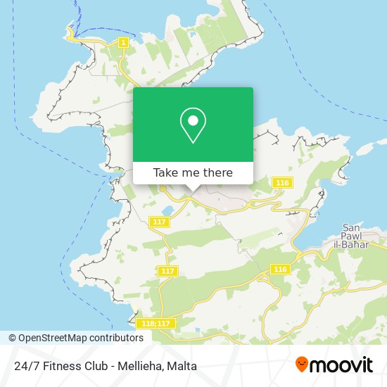 24/7 Fitness Club - Mellieha map