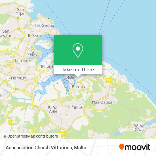 Annunciation Church Vittoriosa map
