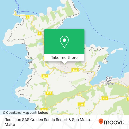 Radisson SAS Golden Sands Resort & Spa Malta map