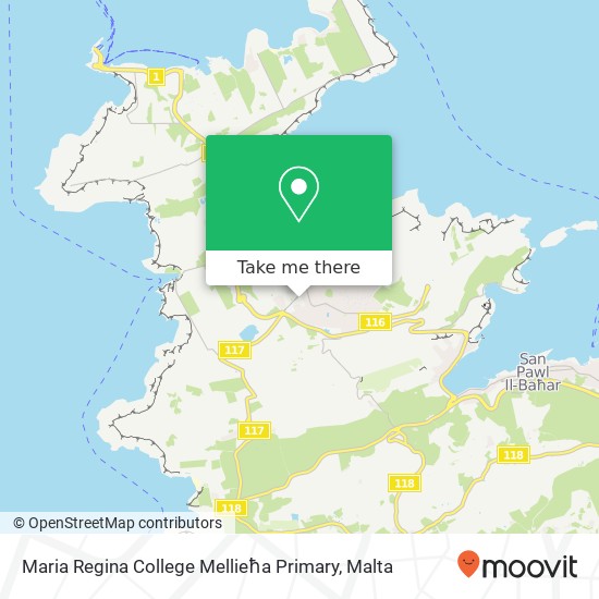 Maria Regina College Mellieħa Primary map