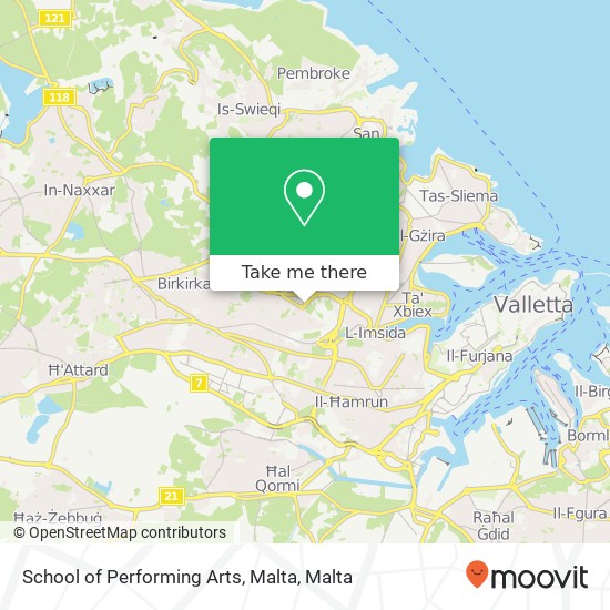 School of Performing Arts, Malta map