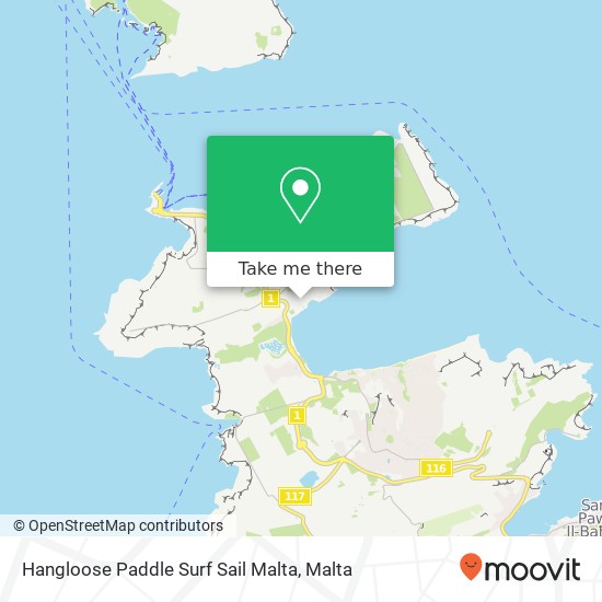 Hangloose Paddle Surf Sail Malta map