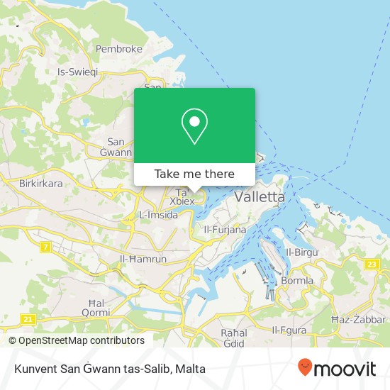 Kunvent San Ġwann tas-Salib map