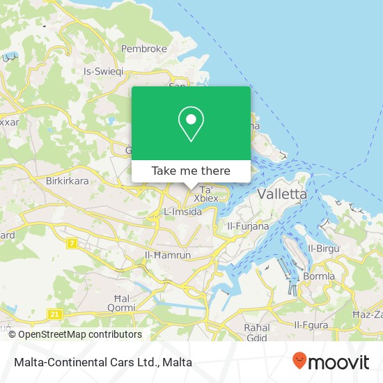Malta-Continental Cars Ltd. map