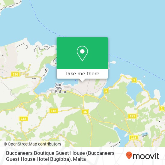 Buccaneers Boutique Guest House (Buccaneers Guest House Hotel Bugibba) map