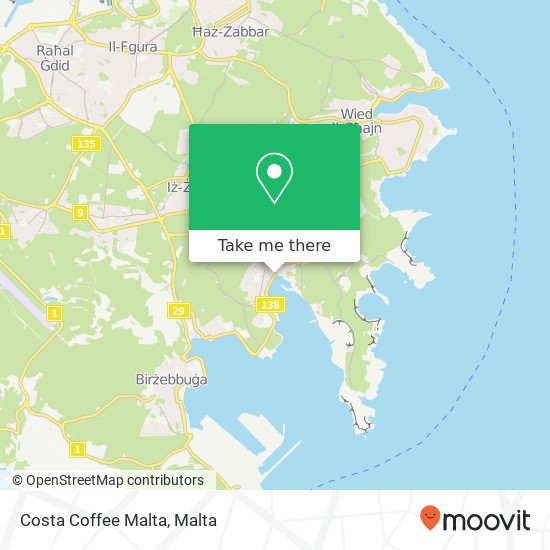 Costa Coffee Malta map