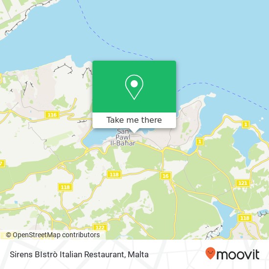 Sirens BIstrò Italian Restaurant map