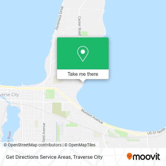 Get Directions Service Areas map