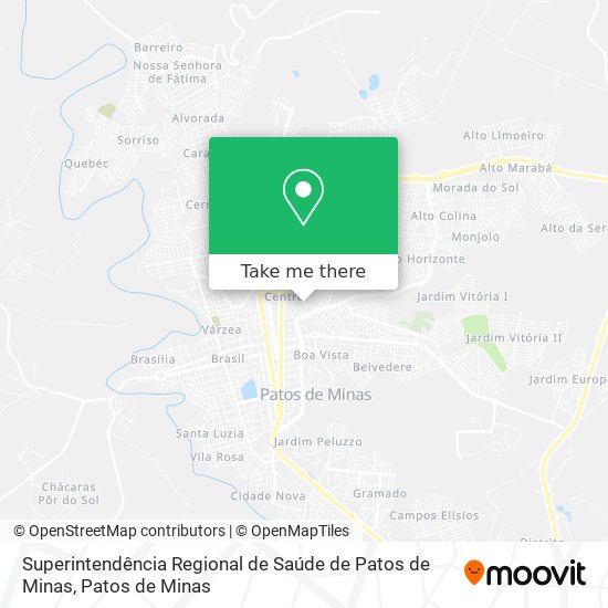 Mapa Superintendência Regional de Saúde de Patos de Minas