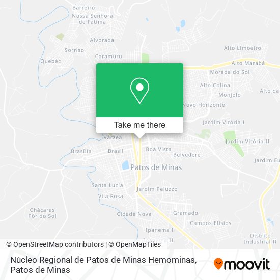 Mapa Núcleo Regional de Patos de Minas Hemominas