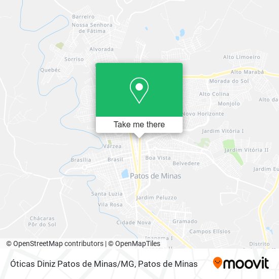 Mapa Óticas Diniz Patos de Minas/MG
