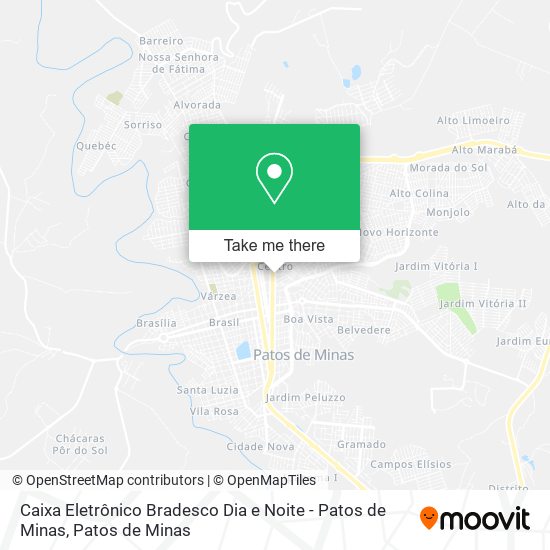 Caixa Eletrônico Bradesco Dia e Noite - Patos de Minas map