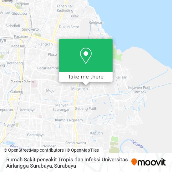 Rumah Sakit penyakit Tropis dan Infeksi Universitas Airlangga Surabaya map