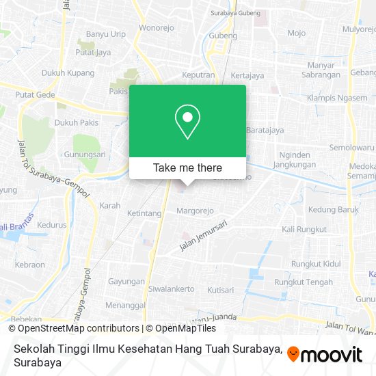 Sekolah Tinggi Ilmu Kesehatan Hang Tuah Surabaya map