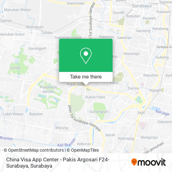 China Visa App Center - Pakis Argosari F24- Surabaya map
