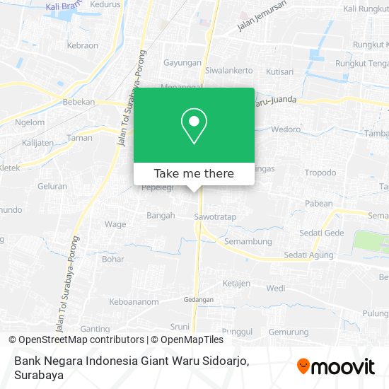 Bank Negara Indonesia Giant Waru Sidoarjo map