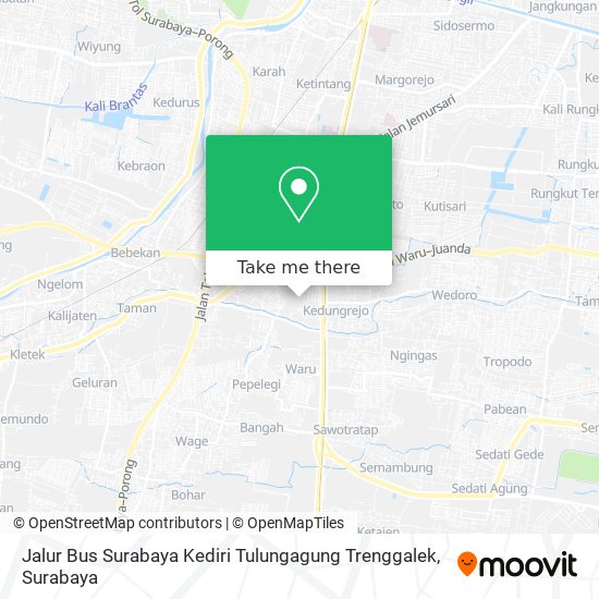 Jalur Bus Surabaya Kediri Tulungagung Trenggalek map