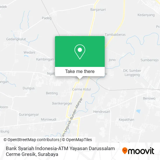 Bank Syariah Indonesia-ATM Yayasan Darussalam Cerme Gresik map