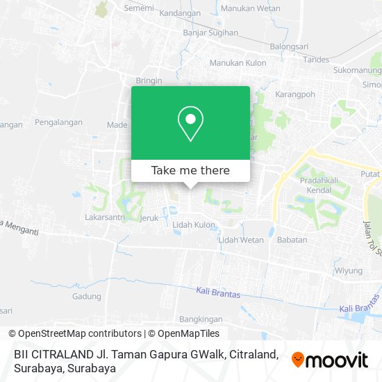 BII CITRALAND Jl. Taman Gapura GWalk, Citraland, Surabaya map