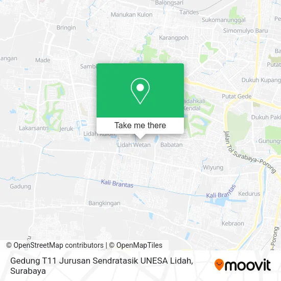Gedung T11 Jurusan Sendratasik UNESA Lidah map