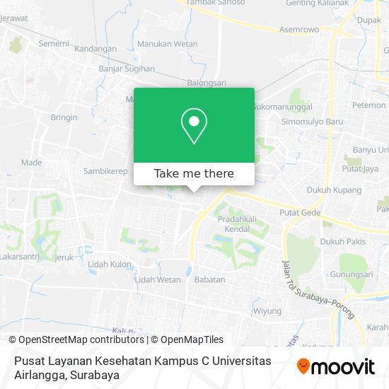 Pusat Layanan Kesehatan Kampus C Universitas Airlangga map