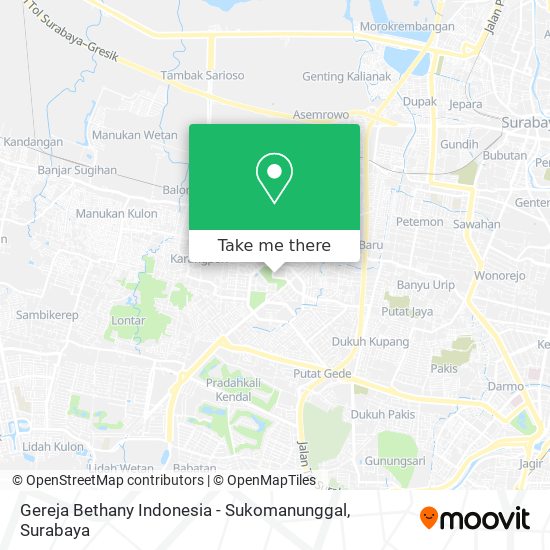 Gereja Bethany Indonesia - Sukomanunggal map