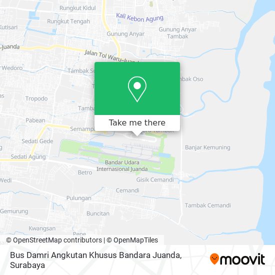 Bus Damri Angkutan Khusus Bandara Juanda map