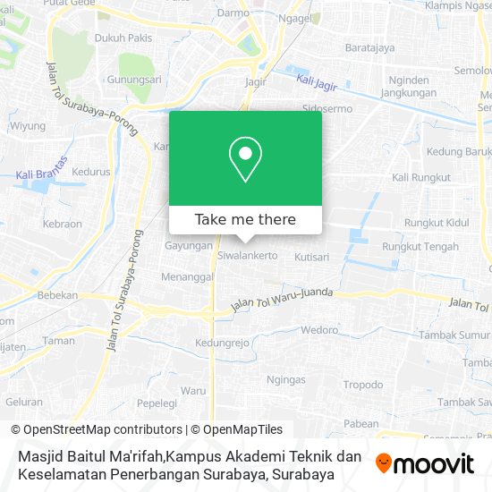 Masjid Baitul Ma'rifah,Kampus Akademi Teknik dan Keselamatan Penerbangan Surabaya map