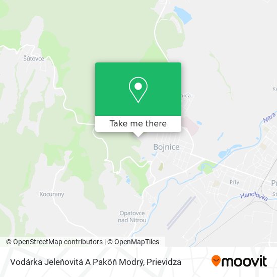 Vodárka Jeleňovitá A Pakôň Modrý map