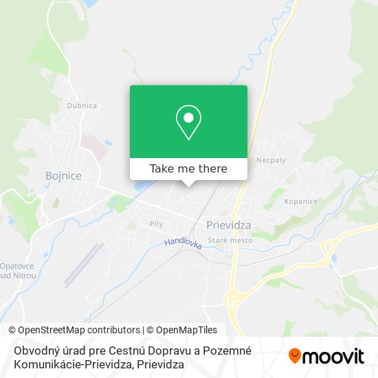 Obvodný úrad pre Cestnú Dopravu a Pozemné Komunikácie-Prievidza map