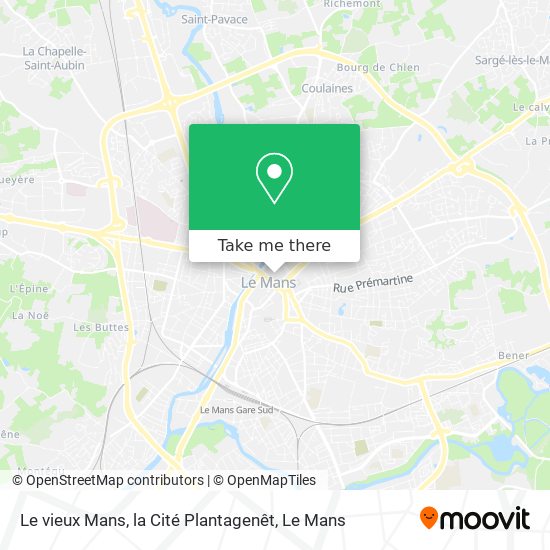 Le vieux Mans, la Cité Plantagenêt map