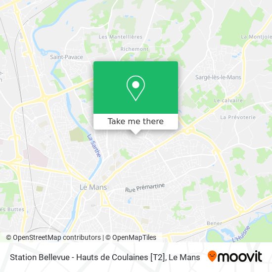 Station Bellevue - Hauts de Coulaines [T2] map
