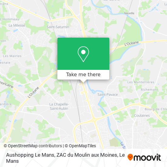 Mapa Aushopping Le Mans, ZAC du Moulin aux Moines