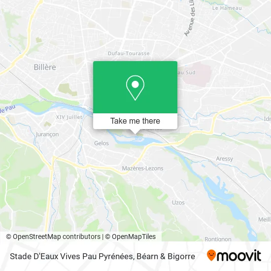 Stade D'Eaux Vives Pau Pyrénées map