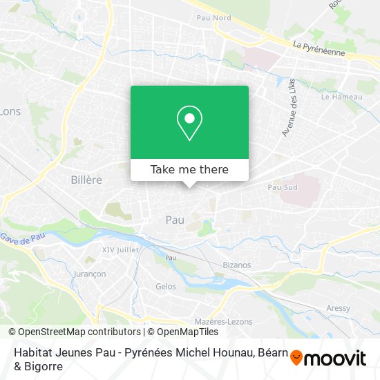 Habitat Jeunes Pau - Pyrénées Michel Hounau map