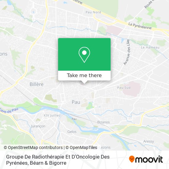 Mapa Groupe De Radiothérapie Et D'Oncologie Des Pyrénées