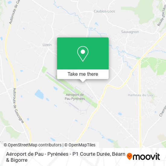 Mapa Aéroport de Pau - Pyrénées - P1 Courte Durée
