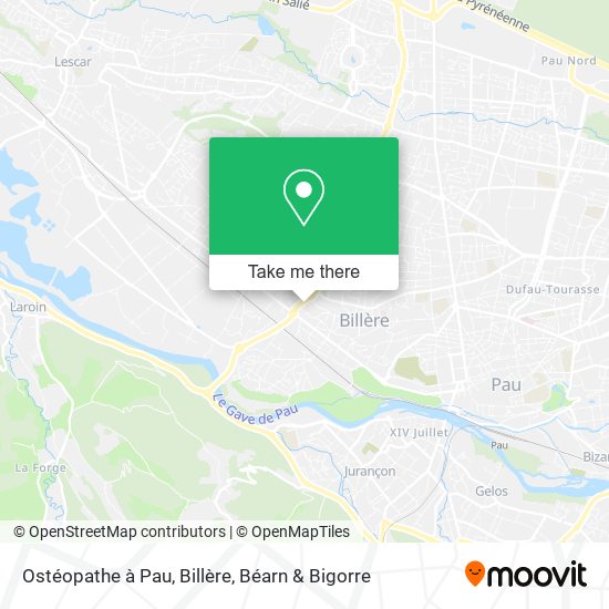 Mapa Ostéopathe à Pau, Billère