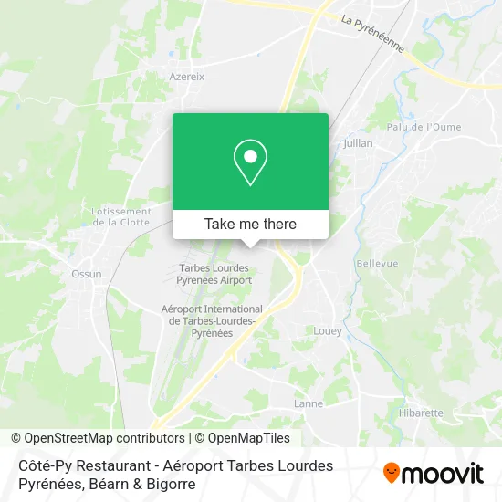 Côté-Py Restaurant - Aéroport Tarbes Lourdes Pyrénées map